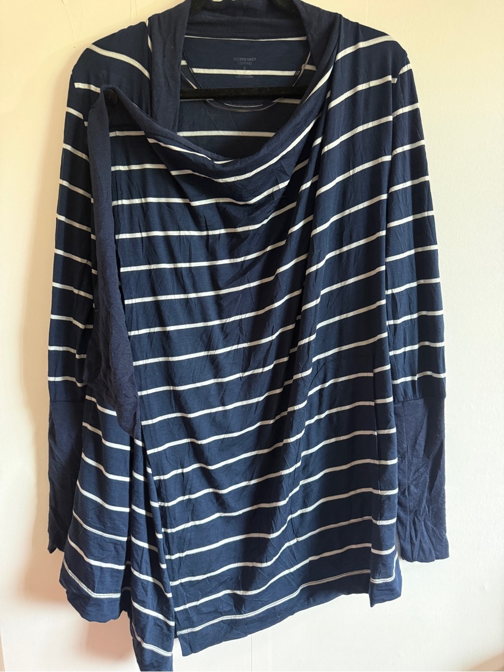 Icebreaker Merino Navy Stripe Waterfall Cardigan Women’s Small S
